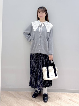 「アイテム（付け襟）」を使った、ぽんちゃんさん（レディース・152cm）の秋コーディネート