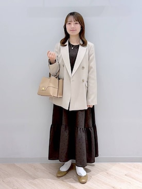 「アイテム（バレエシューズ、ブラウン系）」を使った、ぽんちゃんさん（レディース・152cm）の冬コーディネート