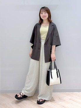 「GLOBAL WORK（グローバルワーク）のアイテム（トップス）」を使った、ぽんちゃんさん（レディース・152cm）の夏コーディネート