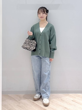 「GLOBAL WORK（グローバルワーク）のGOODデニムバギーパンツ/498388（デニムパンツ）」を使った、ぽんちゃんさん（レディース・152cm・20代）の秋コーディネート