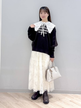 「アイテム（付け襟）」を使った、ぽんちゃんさん（レディース・152cm）の秋コーディネート