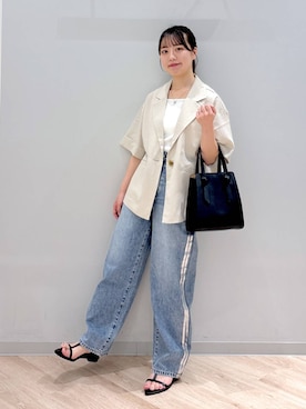 「GLOBAL WORK（グローバルワーク）のアイテム（ジャケット/アウター）」を使った、ぽんちゃんさん（レディース・152cm）の夏コーディネート