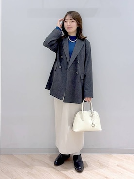 「GLOBAL WORK（グローバルワーク）のらくっション晴雨兼用マニッシュシューズ/603224（その他シューズ）」を使った、ぽんちゃんさん（レディース・152cm）の冬コーディネート