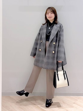「アイテム（チェスターコート）」を使った、ぽんちゃんさん（レディース・152cm）の秋コーディネート