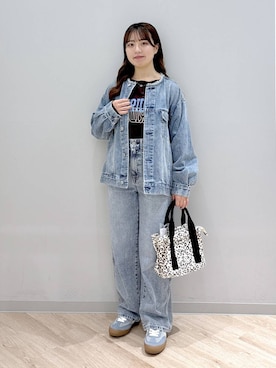 「GLOBAL WORK（グローバルワーク）のGOODデニムバギーパンツ/498388（デニムパンツ）」を使った、ぽんちゃんさん（レディース・152cm・20代）の秋コーディネート