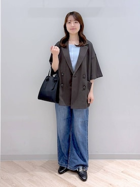 「GLOBAL WORK（グローバルワーク）のアイテム（ジャケット/アウター）」を使った、ぽんちゃんさん（レディース・152cm）の春コーディネート