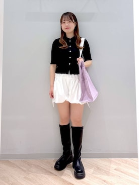 「キッズ服」｜「アイテム（ブーツ）」を使った、ぽんちゃんさん（レディース・152cm）の春コーディネート
