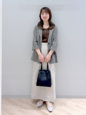 「GLOBAL WORK（グローバルワーク）のスペ軽変形3WAYBAG/234491（ショルダーバッグ、ブラック系）」を使った、ぽんちゃんさん（レディース・152cm）の春コーディネート