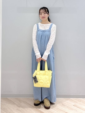「アイテム（オールインワン・サロペット、ブルー系）」を使った、ぽんちゃんさん（レディース・152cm）の秋コーディネート
