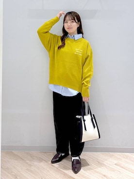 「GLOBAL WORK（グローバルワーク）のGOODデニムバギーパンツ/498388（デニムパンツ）」を使った、ぽんちゃんさん（レディース・152cm・20代）の秋コーディネート