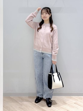 「GLOBAL WORK（グローバルワーク）のGOODデニムバギーパンツ/498388（デニムパンツ）」を使った、ぽんちゃんさん（レディース・152cm）の秋コーディネート