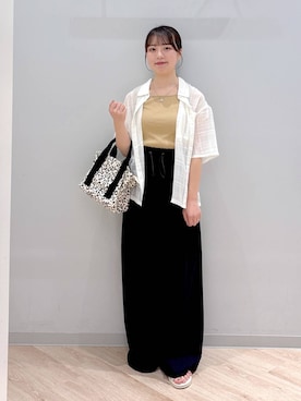 「アイテム（タンクトップ、イエロー系）」を使った、ぽんちゃんさん（レディース・152cm）の夏コーディネート