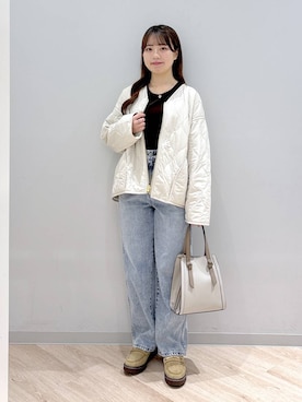 「GLOBAL WORK（グローバルワーク）のGOODデニムバギーパンツ/498388（デニムパンツ）」を使った、ぽんちゃんさん（レディース・152cm・20代）の秋コーディネート