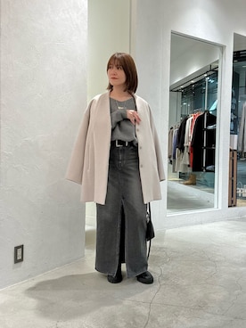 「アイテム（ノーカラーコート）」を使った、hosoyaさん（レディース・160cm）の秋コーディネート