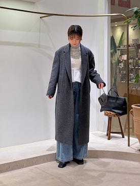 「アイテム（チェスターコート）」を使った、Sasakiさん（レディース・166cm）の冬コーディネート