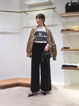 「Whim Gazette（ウィムガゼット）のミドルMA-1（MA-1、ベージュ系）」を使った、Sasakiさん（レディース・166cm）の春コーディネート