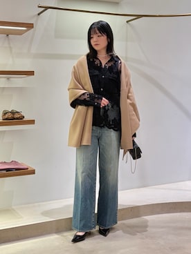 「アイテム（ストール/ショール）」を使った、Sasakiさん（レディース・166cm）の秋コーディネート
