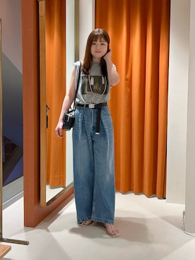 「Whim Gazette（ウィムガゼット）のアイテム」を使った、佐々木ななさん（レディース・166cm）の夏コーディネート