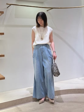 「アイテム（パンプス、グレー系）」を使った、Sasakiさん（レディース・166cm）の夏コーディネート