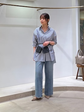 「Whim Gazette（ウィムガゼット）の【THE BAAT】MINI BAG（ボディバッグ/ウエストポーチ、ブラック系）」を使った、Sasakiさん（レディース・166cm）の春コーディネート