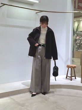 「アイテム（ベルト）」を使った、Sasakiさん（レディース・166cm）の秋コーディネート