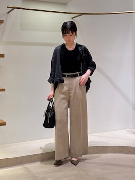 「Drawing Numbers（ドローイング ナンバーズ）の【Drawing Numbers】リブニットタンクトップ（タンクトップ、ブラック系）」を使った、Sasakiさん（レディース・166cm）の夏コーディネート