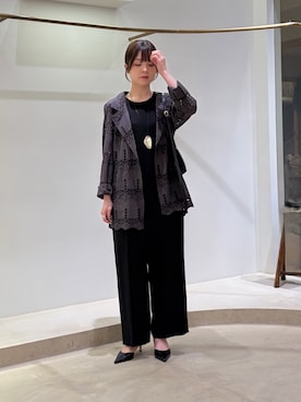 「Whim Gazette（ウィムガゼット）のレースジャケット（テーラードジャケット、グレー系）」を使った、Sasakiさん（レディース・166cm）の春コーディネート
