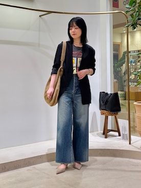 「アイテム（ノーカラージャケット）」を使った、Sasakiさん（レディース・166cm）の夏コーディネート
