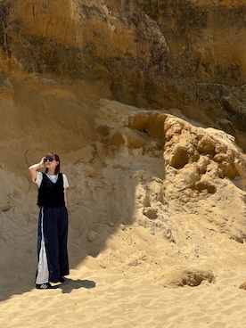 「アイテム（サングラス）」を使った、莉奈さん（レディース・159cm）の夏コーディネート