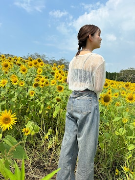 「JEANASIS（ジーナシス）のアイテム（パンツ）」を使った、莉奈さん（レディース・159cm）の夏コーディネート