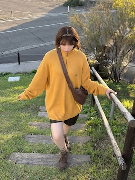 「アイテム（ヘアアクセサリー）」を使った、みおさん（レディース・159cm）の秋コーディネート
