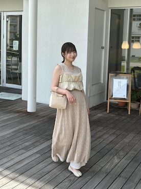 「アイテム（バレエシューズ）」を使った、みおさん（レディース・159cm）の夏コーディネート