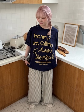 「CIAOPANIC TYPY（チャオパニックティピー）の【UNISEX】アソート落書きBIGロゴTEE（Tシャツ/カットソー、ブルー系）」を使った、shihoさん（レディース・161cm）の夏コーディネート