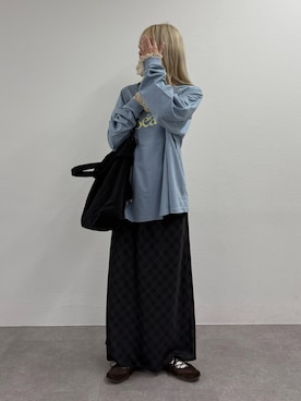 「SEADAM（シーダム）の【WEB限定】SEADAMビッグシルエットロゴロンTEE（Tシャツ/カットソー、ブルー系）」を使った、shihoさん（レディース・161cm）の春コーディネート