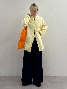 「CIAOPANIC TYPY（チャオパニックティピー）のアソート柄裾バルーンチュニックブラウス（シャツ/ブラウス、イエロー系）」を使った、shihoさん（レディース・161cm）の春コーディネート