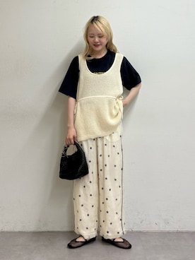 「CIAOPANIC TYPY（チャオパニックティピー）の【UNISEX】【全12色展開】メッセージプリント半袖Tee（Tシャツ/カットソー、ブルー系）」を使った、shihoさん（レディース・161cm）の春コーディネート