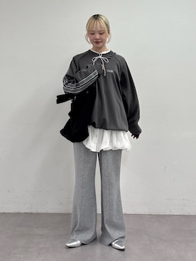 「Franklin Climbing（フランクリンクライミング）の【Franklin Climbing】シティアクティブトラックプルオーバー（スウェット、グレー系）」を使った、shihoさん（レディース・161cm）の春コーディネート