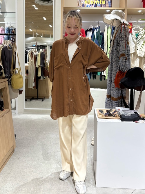 【夏の体型カバー】リネンレーヨンドルマンシャツ
