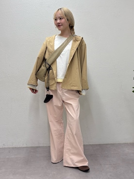 「GEVACO（ゲバコ）の≪ノベルティフェア対象商品≫【GEVACO】フーディジャケット（ブルゾン、ベージュ系）」を使った、shihoさん（レディース・161cm）の春コーディネート