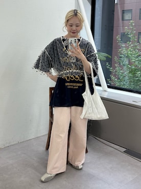「CIAOPANIC TYPY（チャオパニックティピー）の【UNISEX】アソート落書きBIGロゴTEE（Tシャツ/カットソー、ブルー系）」を使った、shihoさん（レディース・161cm）の春コーディネート