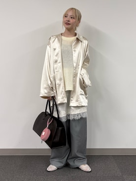 「CIAOPANIC TYPY（チャオパニックティピー）の【+1で着映え】裾レースアシメスカート（スカート、ホワイト系）」を使った、shihoさん（レディース・161cm）の春コーディネート