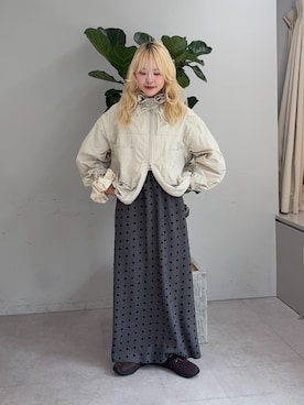 「アイテム（ブルゾン、グレー系）」を使った、shihoさん（レディース・161cm）の秋コーディネート