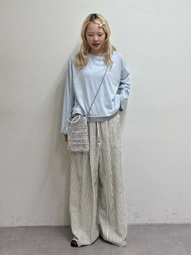 「CIAOPANIC TYPY（チャオパニックティピー）の:【2WAYで使用可能！】チェーン付き手編みスパンコールBAG（ショルダーバッグ）」を使った、shihoさん（レディース・161cm）の春コーディネート