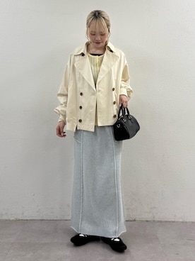「CIAOPANIC TYPY（チャオパニックティピー）の【2WAY】ZIP切替トレンチコート（トレンチコート、ホワイト系）」を使った、shihoさん（レディース・161cm）の春コーディネート