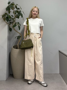 「CIAOPANIC TYPY（チャオパニックティピー）の【yomo企画】ナップサック付きTEE＆ナイロンショーツセット（その他パンツ、ブルー系）」を使った、shihoさん（レディース・161cm）の夏コーディネート