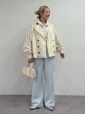「CIAOPANIC TYPY（チャオパニックティピー）の【2WAY】ZIP切替トレンチコート（トレンチコート、ホワイト系）」を使った、shihoさん（レディース・161cm）の春コーディネート