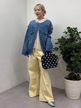 「CIAOPANIC TYPY（チャオパニックティピー）の【アップデート／袖取り外し可能】柔らかデニムジャケット（デニムジャケット、ブルー系）」を使った、shihoさん（レディース・161cm）の春コーディネート