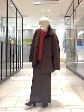 「アイテム（ムートンコート）」を使った、hanejiさん（レディース・154cm）の冬コーディネート