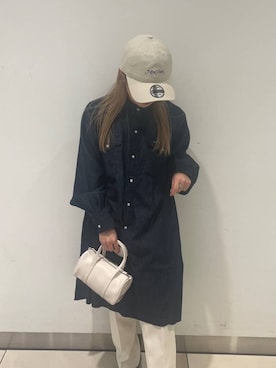 「アイテム（シャツワンピース）」を使った、hanejiさん（レディース・154cm）の夏コーディネート