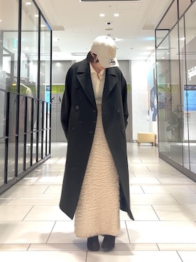 「アイテム（チェスターコート）」を使った、hanejiさん（レディース・154cm）の冬コーディネート